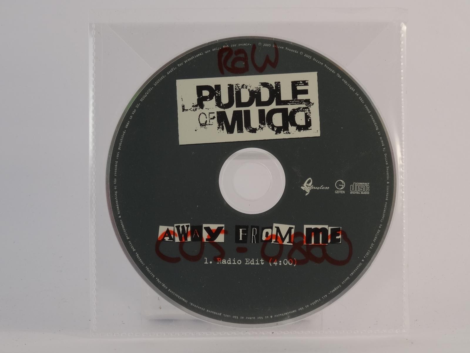 PUDDLE OF MUDD  AWAY FROM ME (Y1) 1 Track Promo CD Single plus Plastic Sleeve 