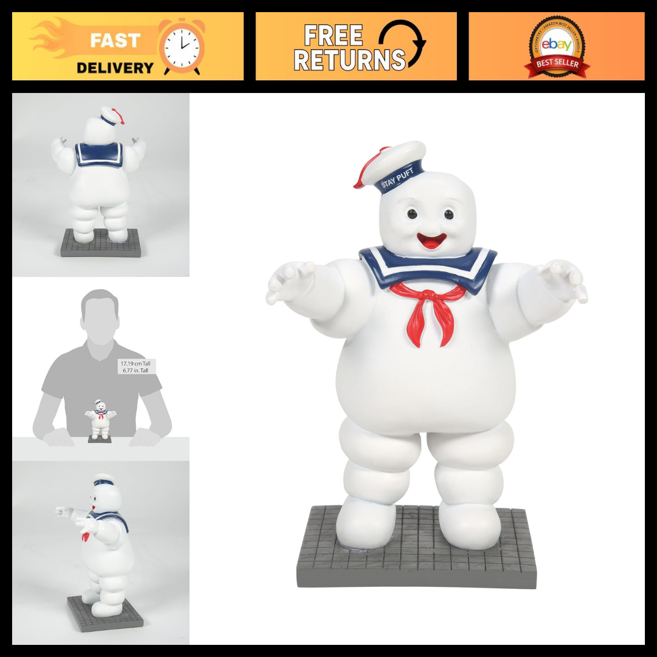 Ghostbusters Marshmallow Man Figurina 6,77" - Accessorio Villaggio da Collezione, Mul