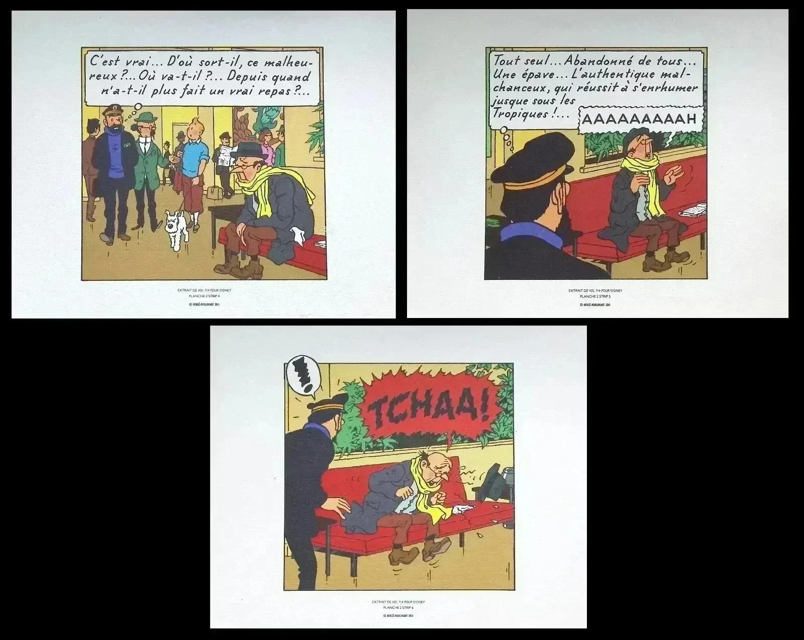 HERGÉ  : TINTIN - Vol 747 pour Sydney -  3 LITHOGRAPHIES Ex Libris, 2010
