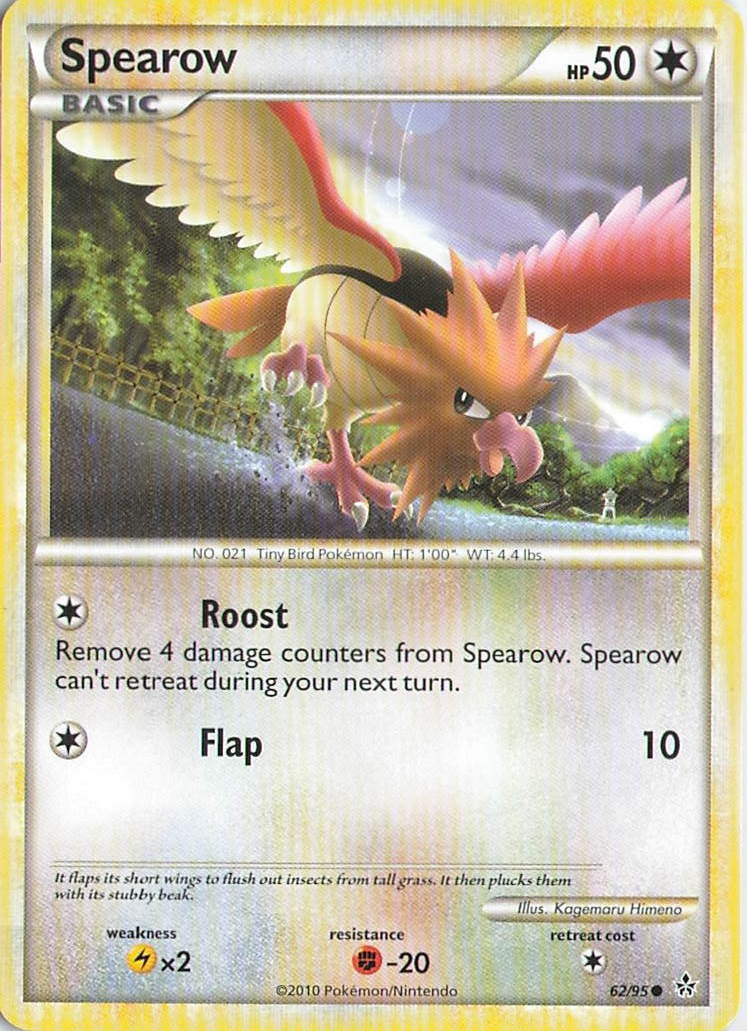 Spearow 62/95 Pokemon comune HGSS scatenato quasi nuovo (L1)