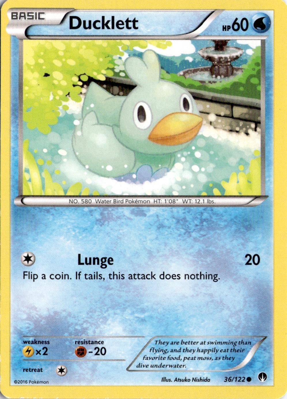 Ducklett 36/122 Pokemon comune punto di rottura giocato moderatamente