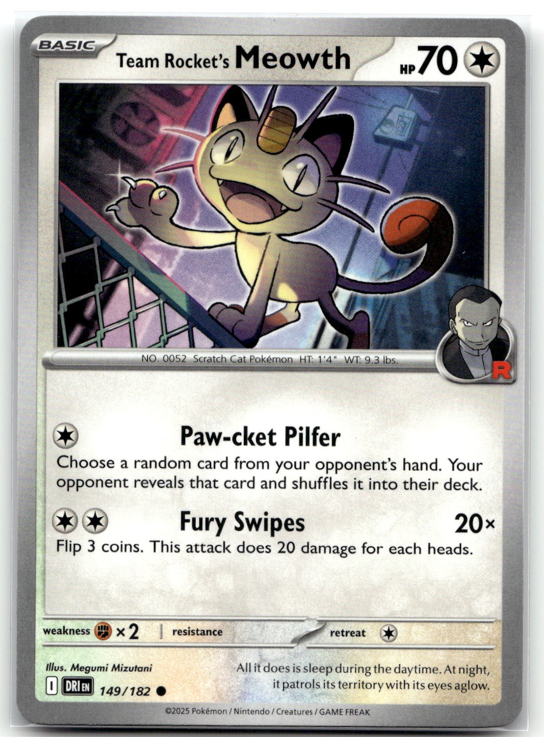 Team Rocket's Meowth 149/182 SV10: Rivali Destinati Pokemon Comune TCG NM