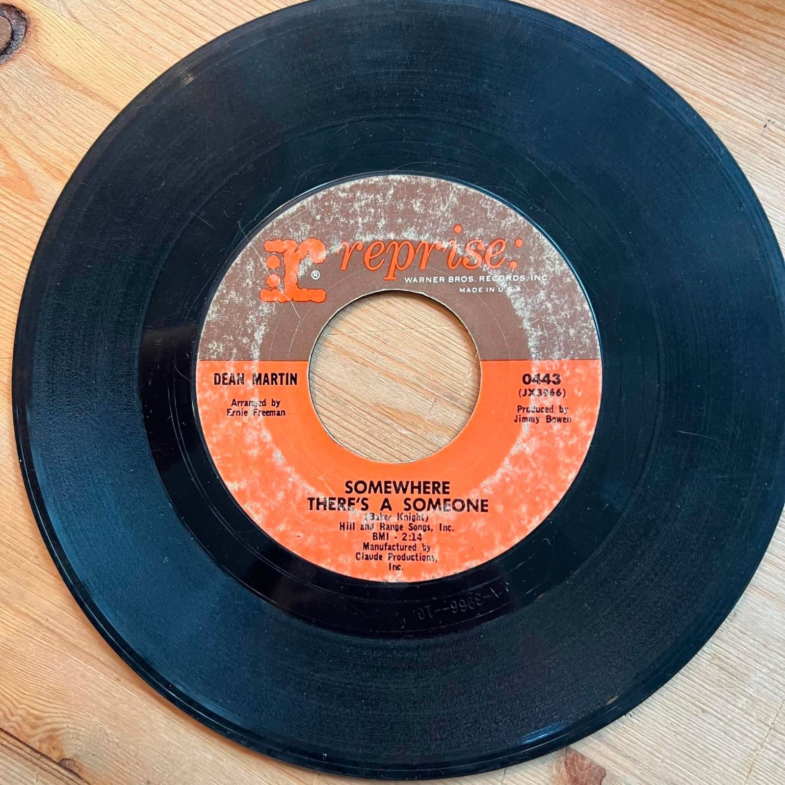 Dean Martin-Somewhere There's a Someone/That Old Clock on the Wall 45rpm VG+ R11