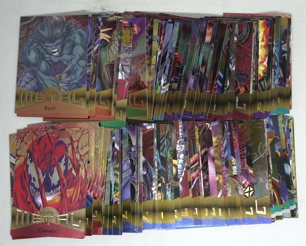 Carte collezionabili parallele Fleer Marvel Metal Silver FLASHER 1995 singole - scegli tu