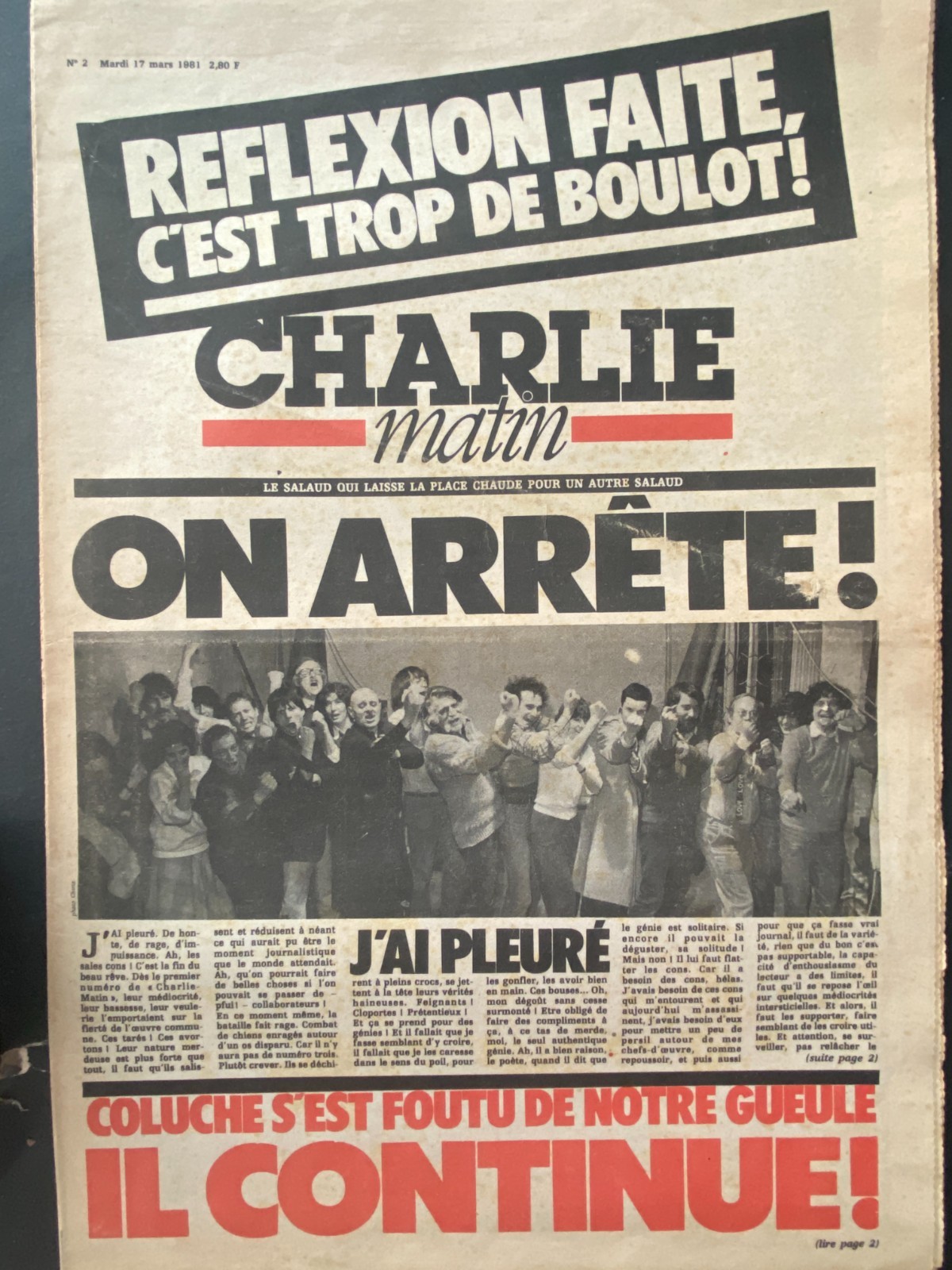 2 CHARLIE MATIN 17 Marzo 1981 C’est Trop De Boulot: Comic Strip