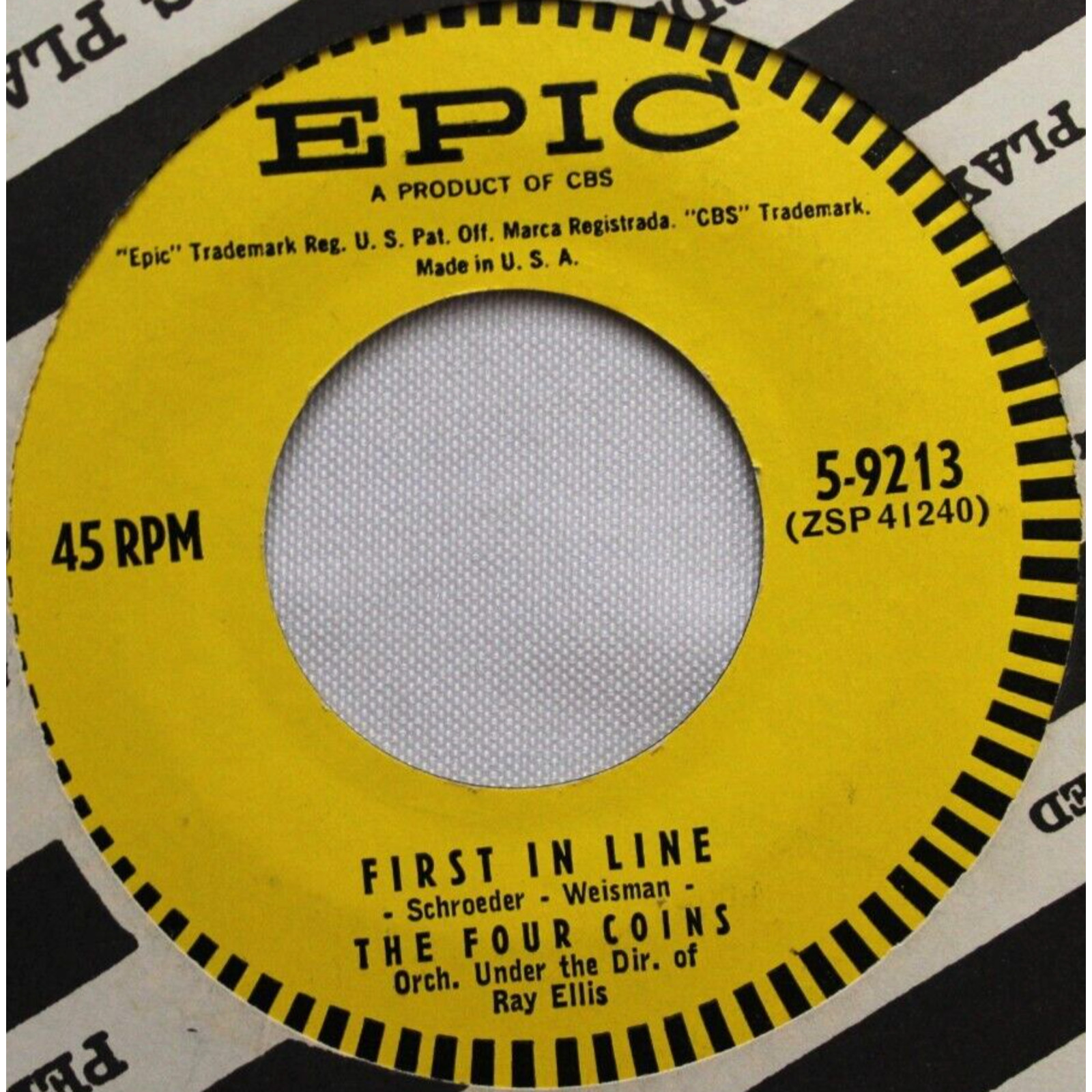 THE FOUR COINS FIRST IN LINE / SHANGRI-LA 45 7" VINYL RECORD VG- EPIC