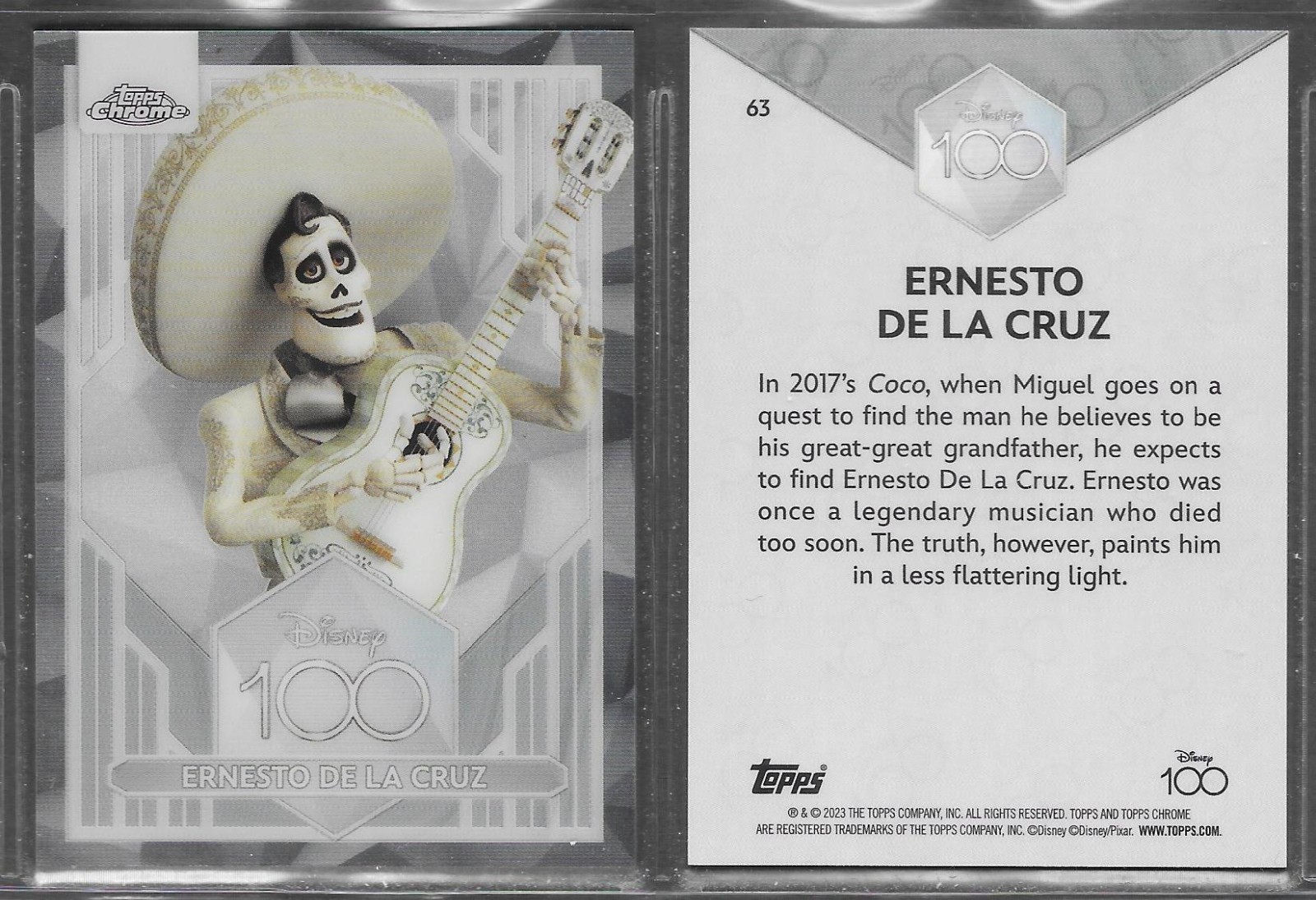 Topps Chrome 2023 Disney 100 Years of Wonder #63 Ernesto de la Cruz Coco Card EX