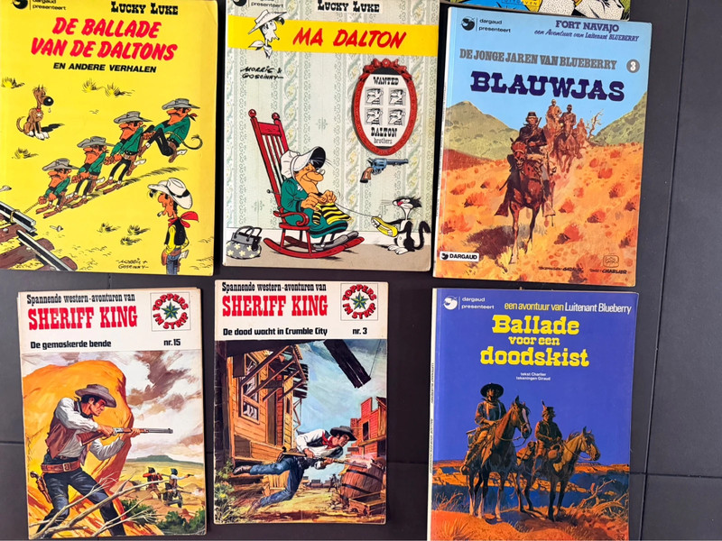 Diverse cartoons stripboeken western Sheriff King - Lucky Luke / Blueberry