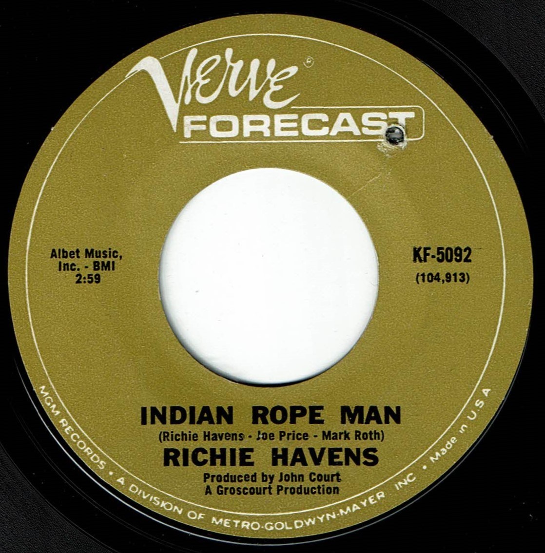 Psych-Folk RICHIE HAVENS "Indian Rope Man" VERVE M- Non-LP version 1968