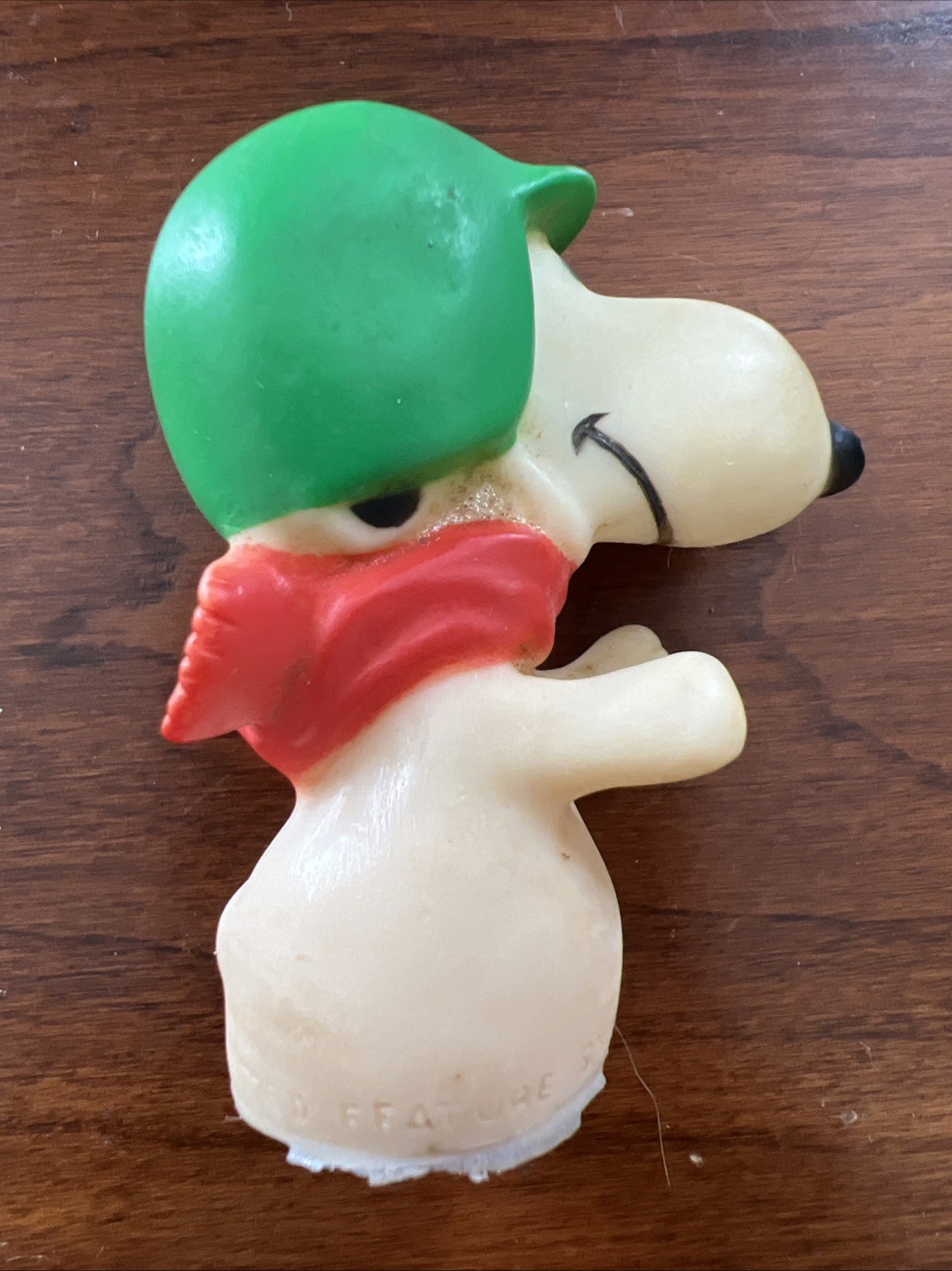 1966 Vintage Snoopy "Flying Ace" Soft Squeezable 2 1/2" Figure - Green Hat  #215