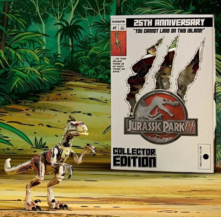 SDCC 2026 Mattel Jurassic World Collezione Hammond 25° Velociraptor Stile Fumetto