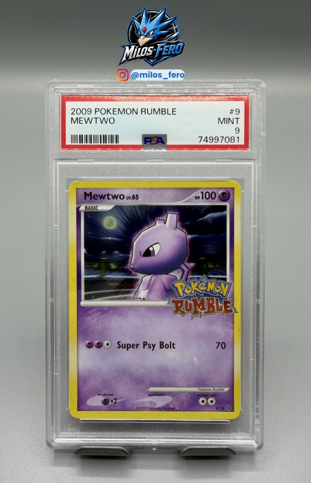 Mewtwo Rumble PSA 9 MINT 2009 Pokémon #9/16 Holo Promo Nintendo Wii INGLESE