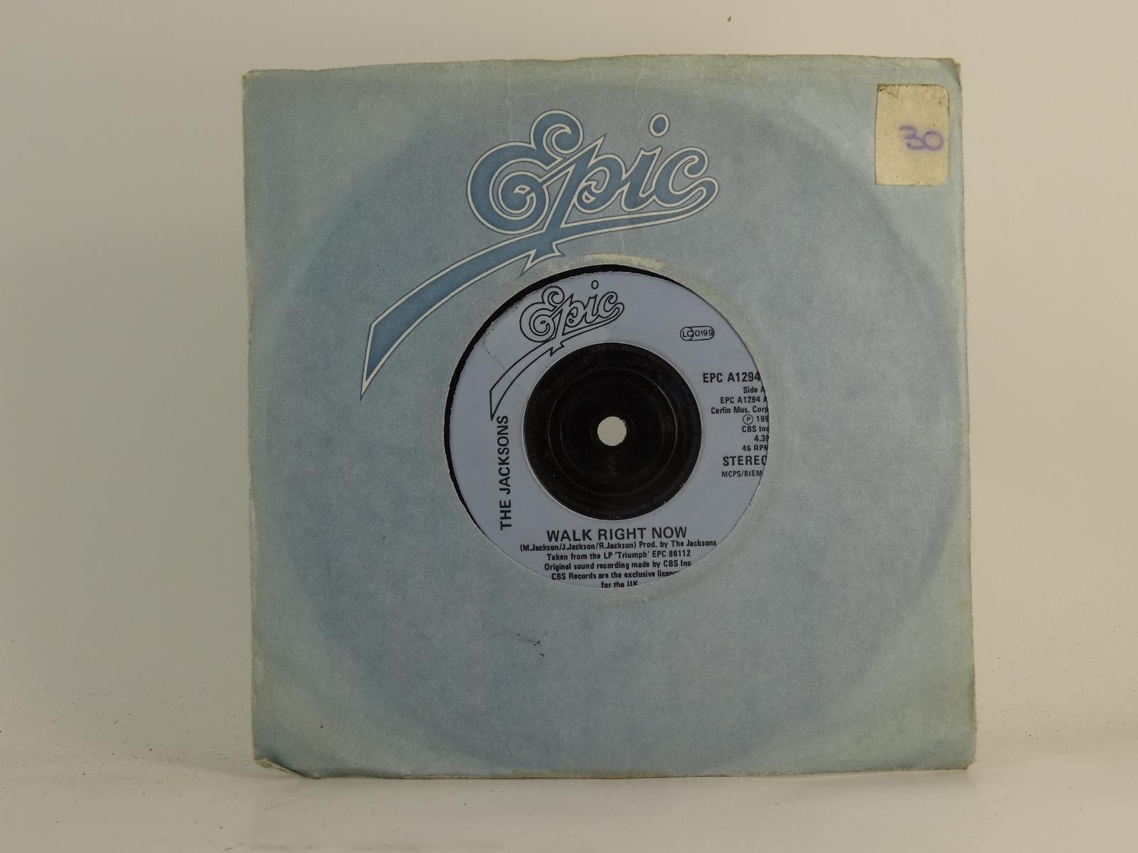 THE JACKSONS WALK RIGHT NOW (72) 2 Track 7" Single including Company Sleeve EPIC