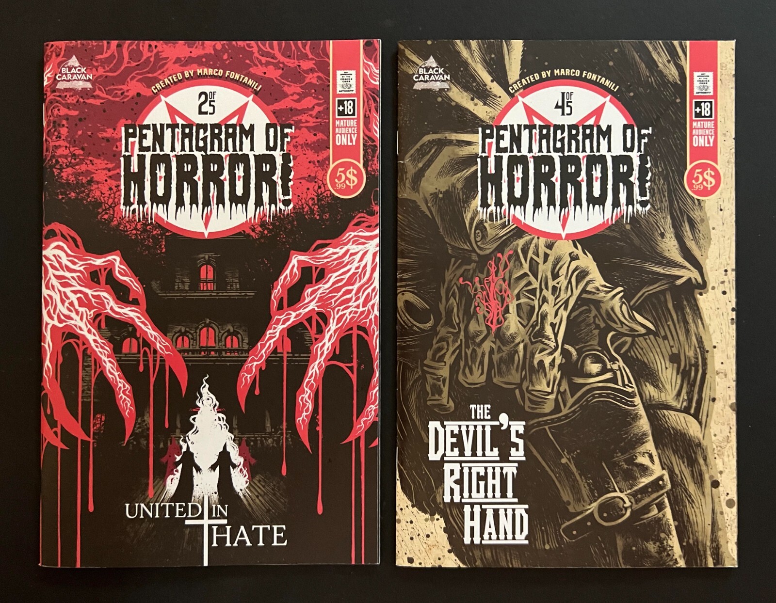PENTAGRAM OF HORROR #2, 4 Lot Black Caravan/Scout Comics 2022