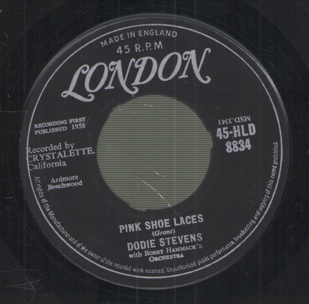 Dodie Stevens Pink Shoe Laces 7" Vinile 45 RPM UK London 1958