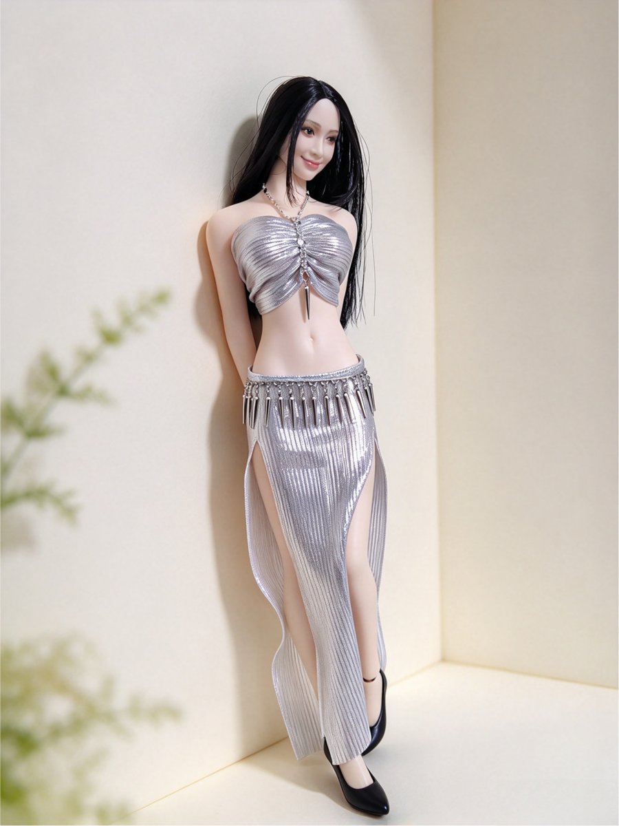 Gilet avvolgente sul petto 1/6 donna + set abiti da ballo adatti a figure 12''