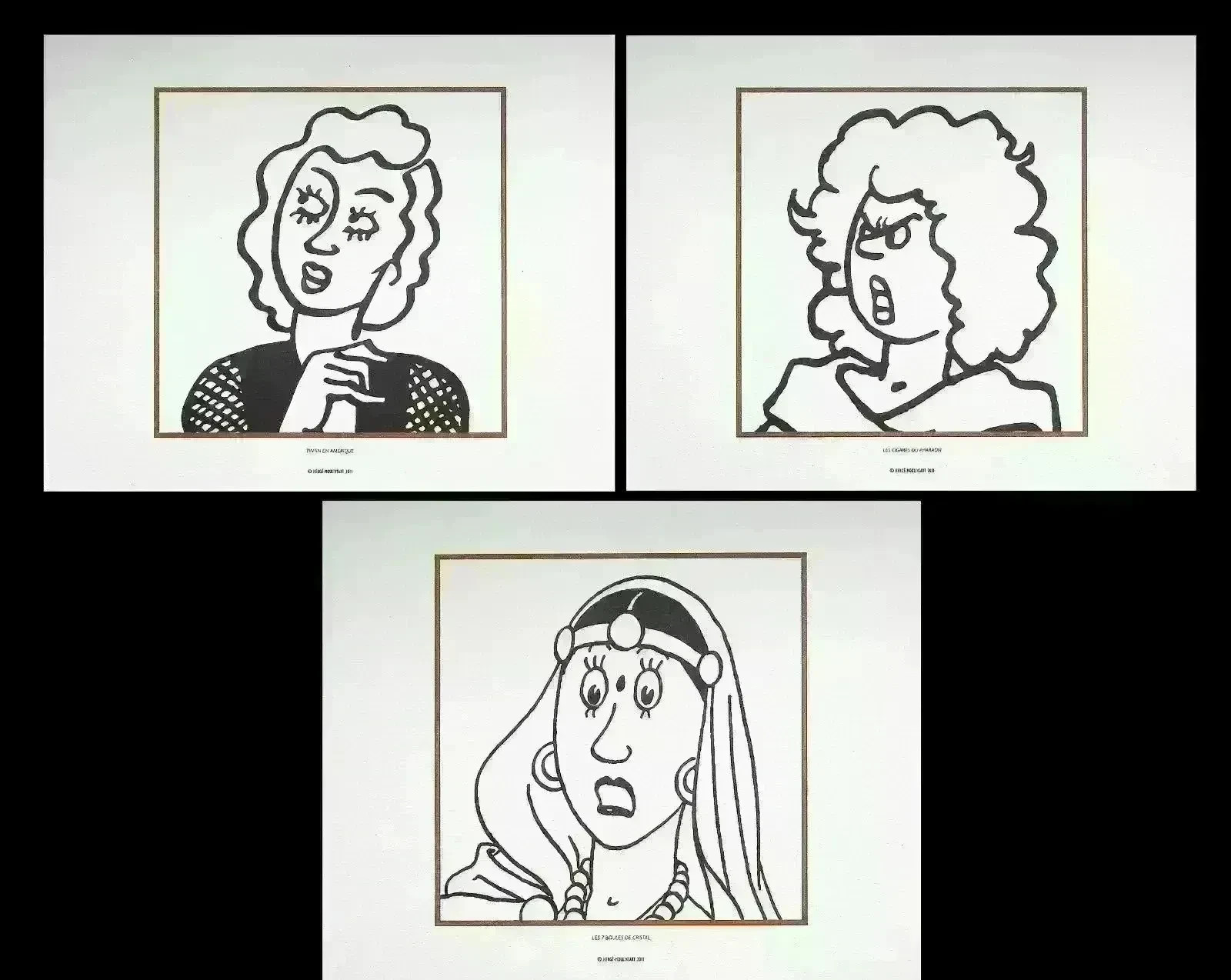HERGÉ : TINTIN Les femmes, 3 LITHOGRAPHIES Ex Libris, 2011