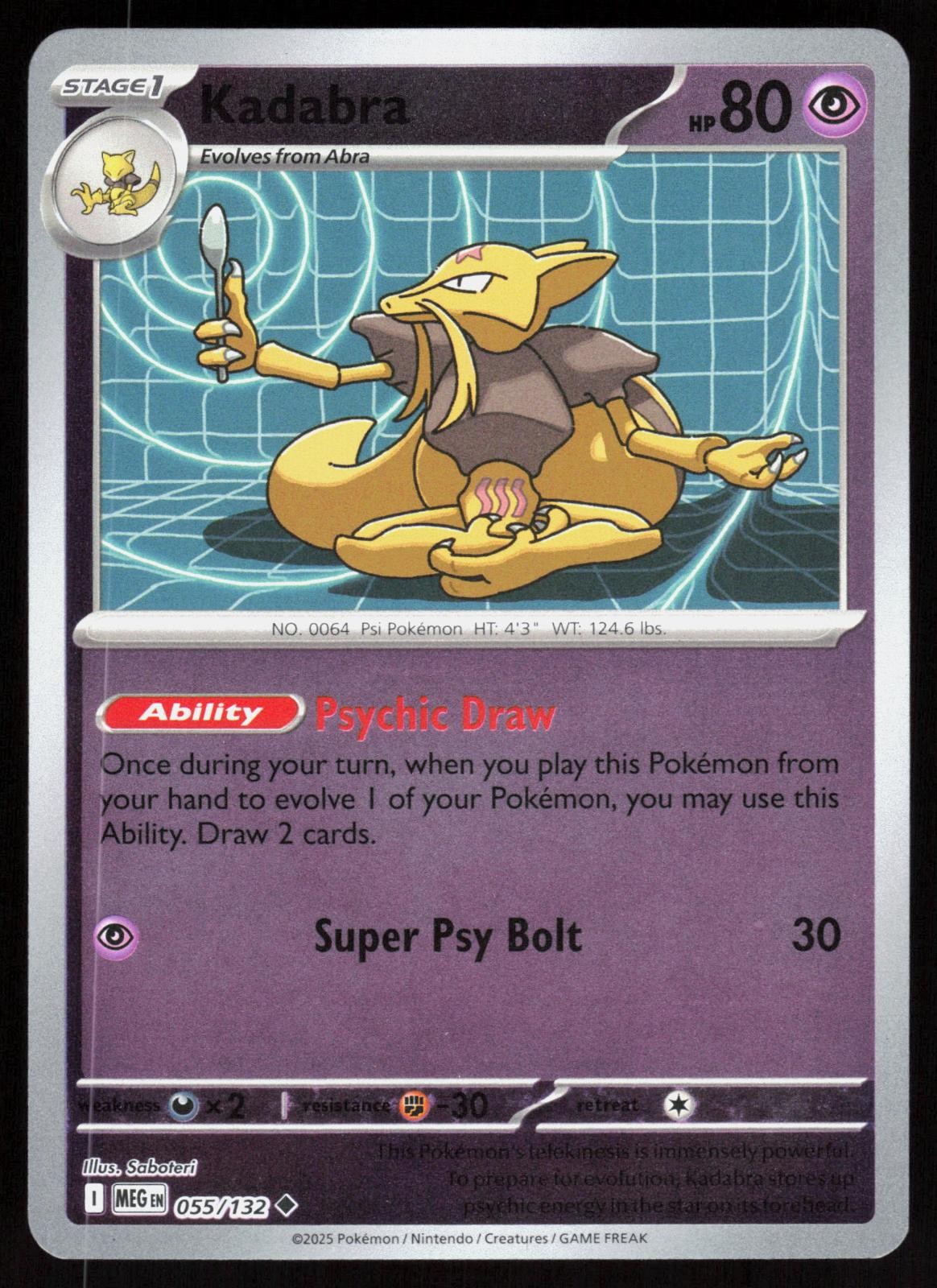 Mega Evoluzione Kadabra 055/132 Pokemon non comune Reverse Holo quasi nuovo/m