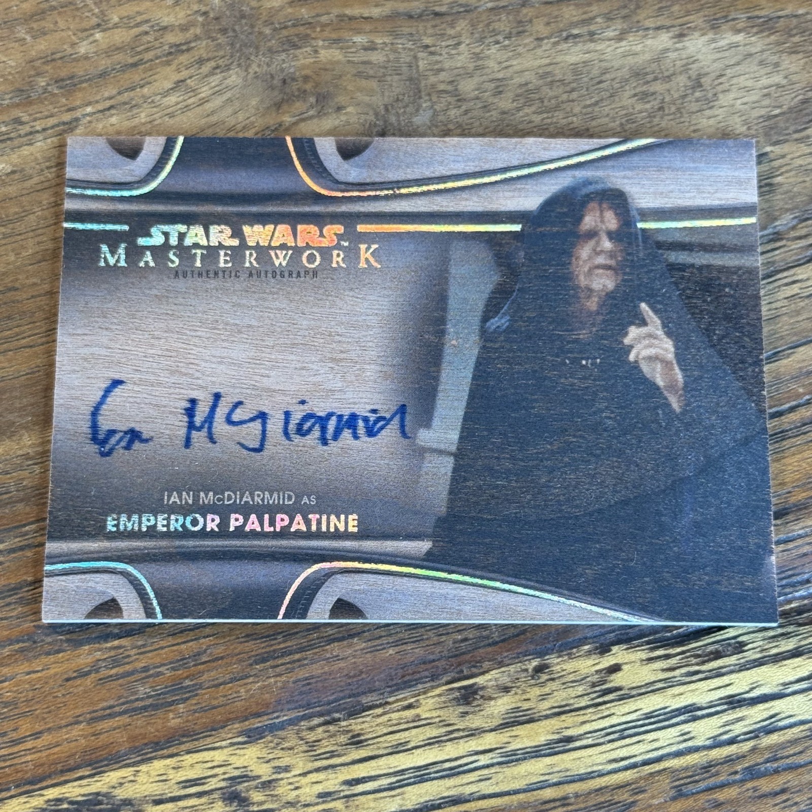 Ian McDiarmid Emperor Palpatine 2021 Topps Star Wars capolavoro LEGNO 3/10 AUTO