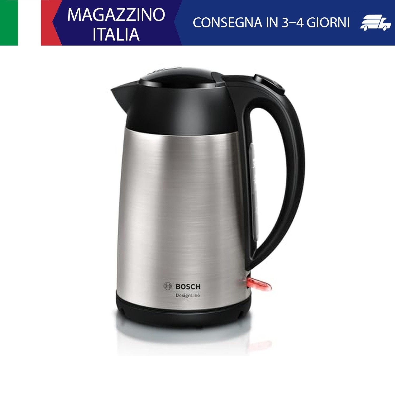 Bosch Bollitore Elettrico TWK3P420, Capacità 1.7 L, Spegnimento Automatico, Becc
