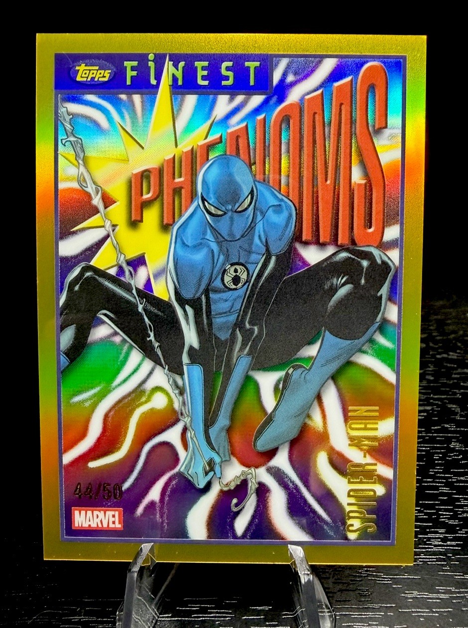 2026 Topps Finest Fantastic Four Spider-Man Phenoms rifrattore oro /50