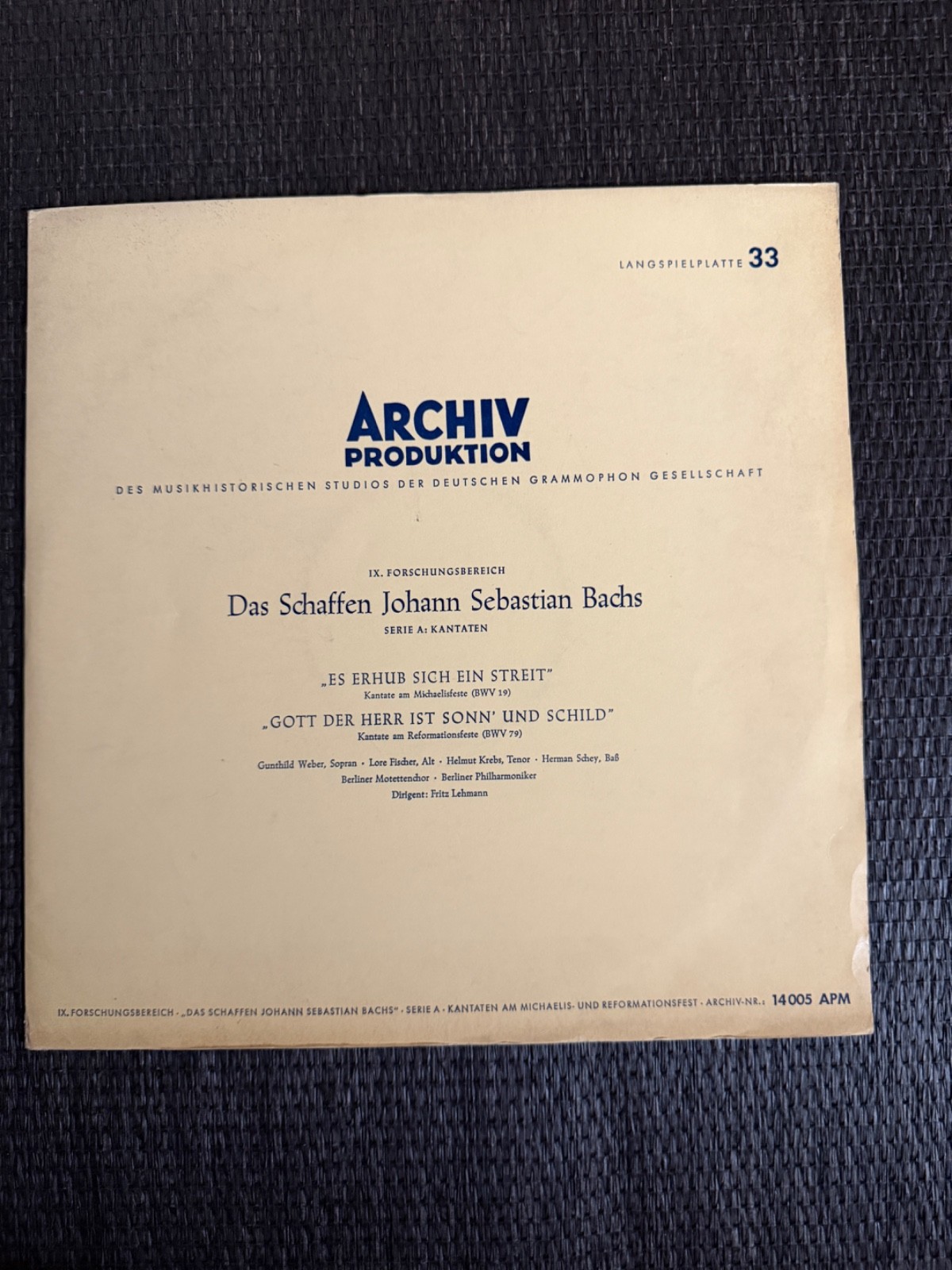 Bach - Es erhub sich ein Streit, Gott der Herr ist Sonn und Schild 📀 Vinyl