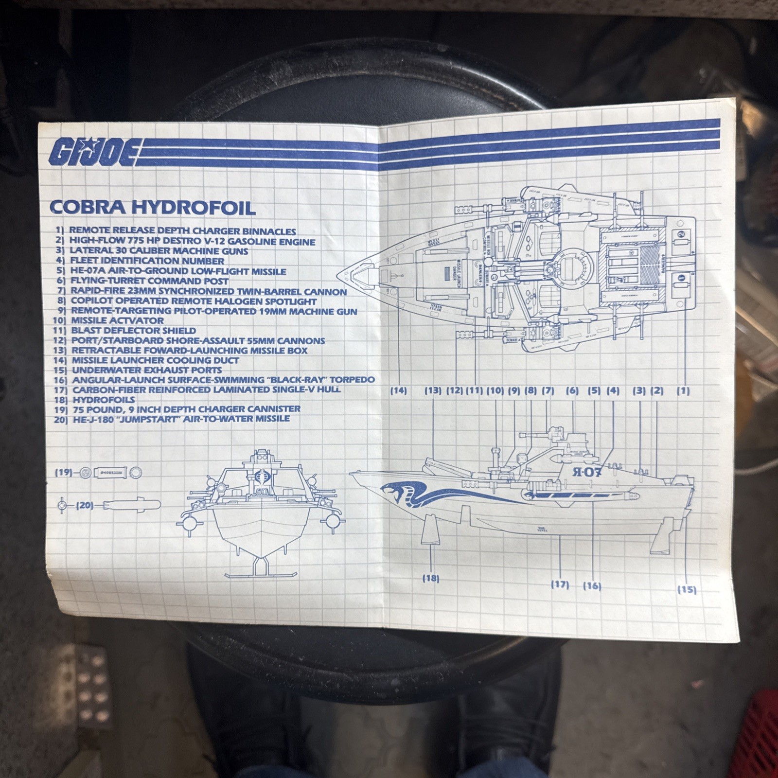 GI Joe Cobra Ice Sabre 1991 Blueprints and Instruction Sheet Vintage ARAH