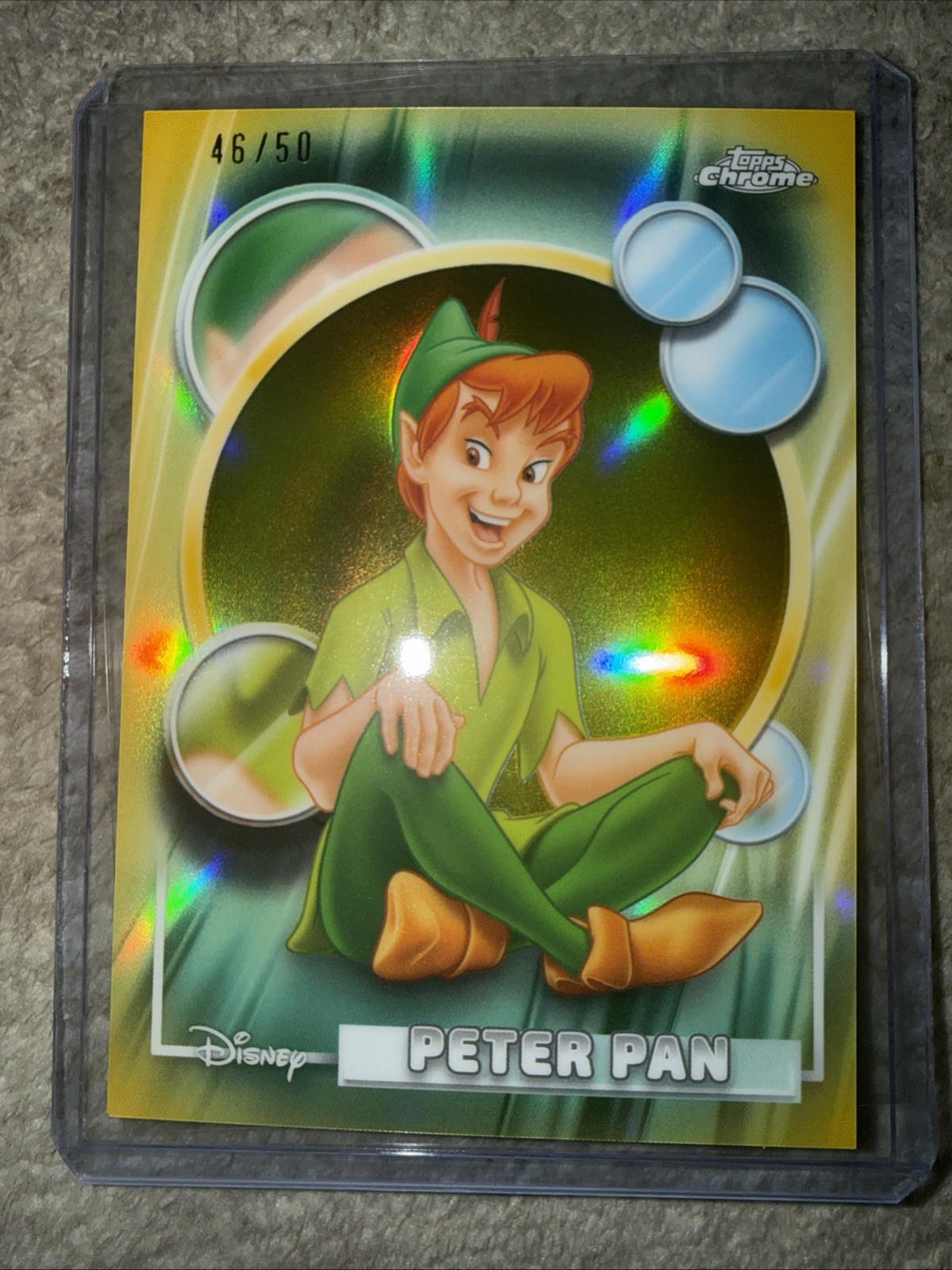 2026 Topps Chrome Disney Peter Pan VERO rifrattore oro /50 SP