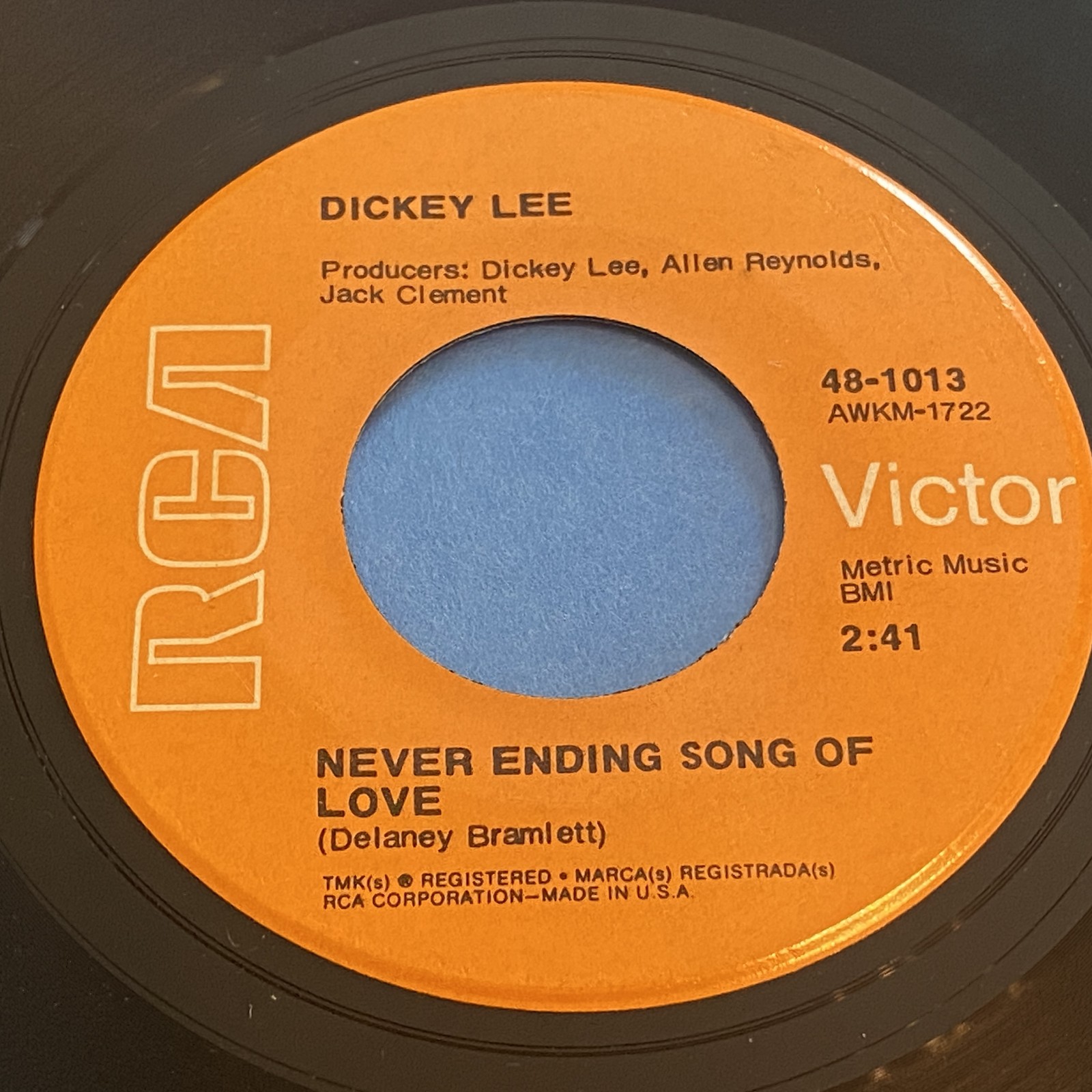 Dickey Lee: Never Ending Song of Love / On the 45 - RCA Victor - Country