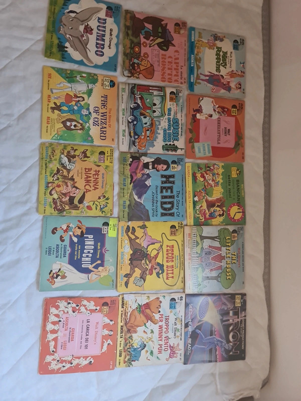 Lotto 15 Libri-Disco Walt Disney Vintage Anni '70/'80 (Guarda Ascolta Leggi)📝