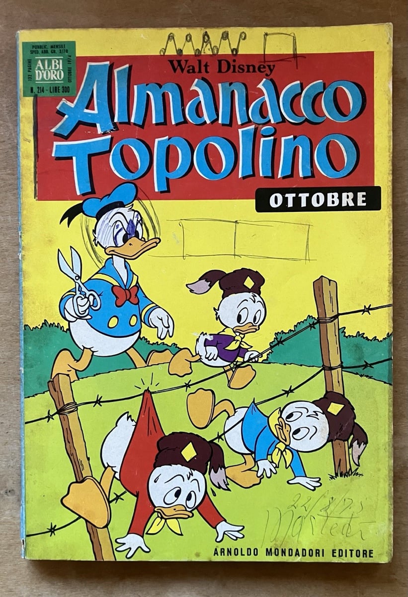 Almanacco Topolino n. 214 con bollino- piego di libri o raccomandata