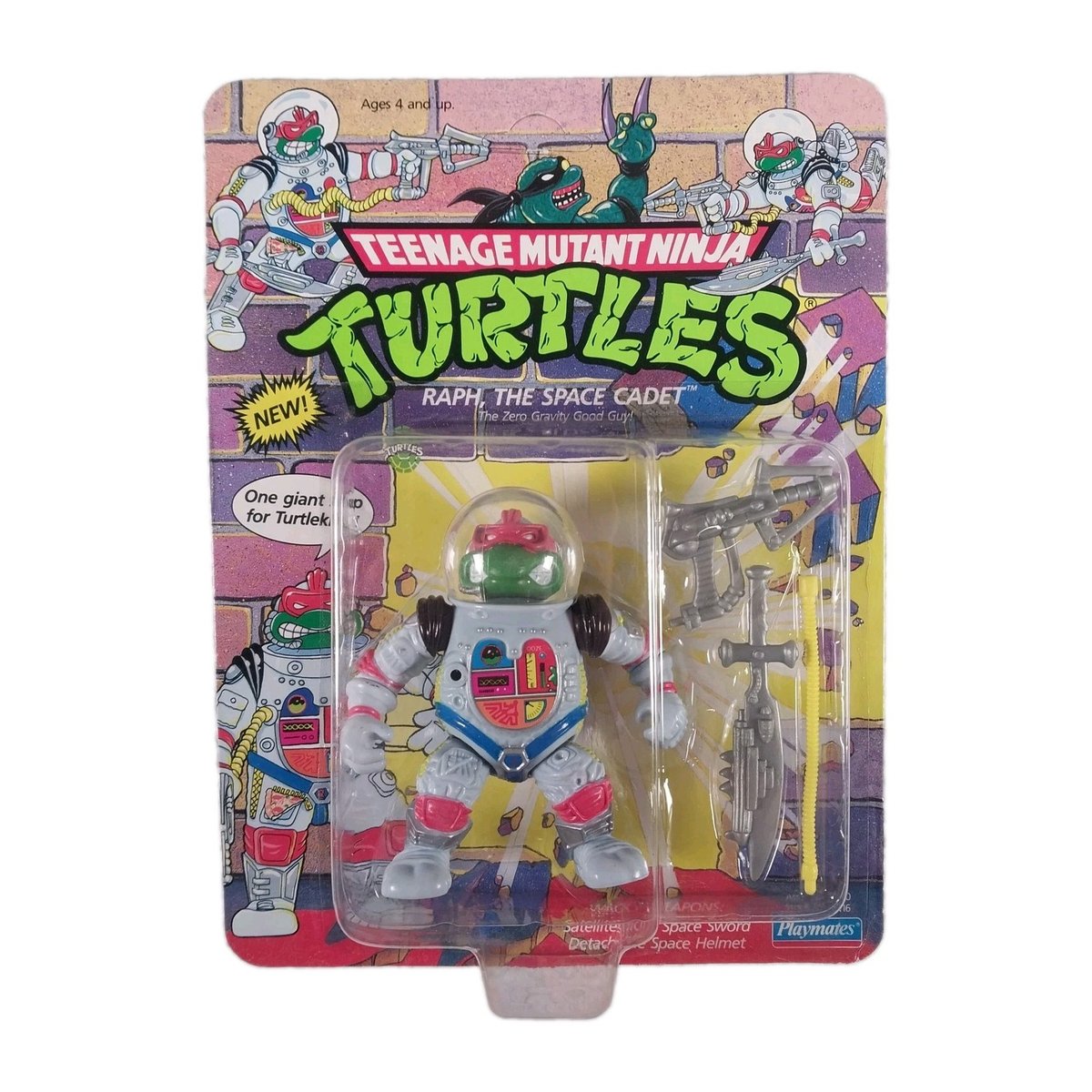 TMNT Tartarughe Ninja Raph il cadetto spaziale RAPHAEL 1990 compagni di gioco non perforati NUOVO