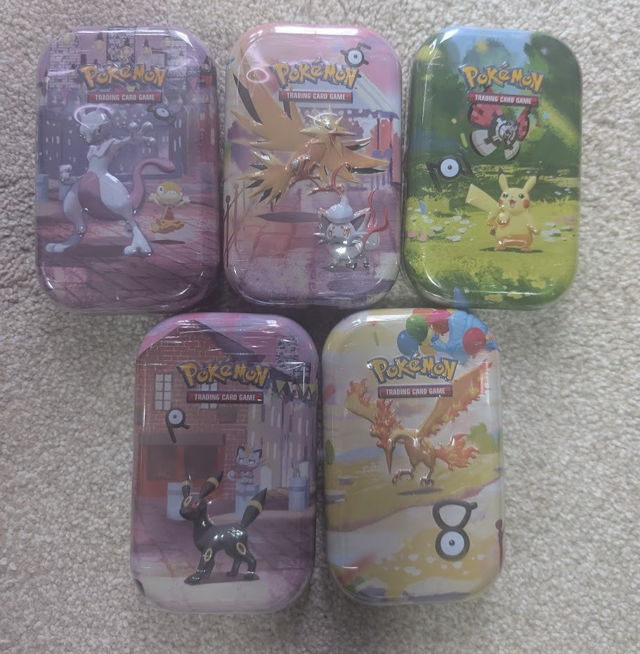 Pokemon TCG 30th Anniversary Mini Tins x5 In hand Factory Sealed FAST DISPATCH