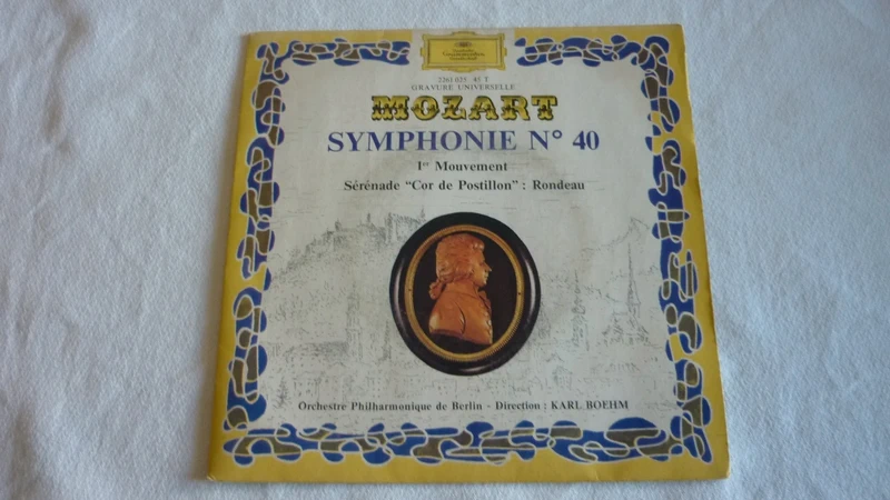 Disque vinyle 45T. Mozart - Symphonie N°40