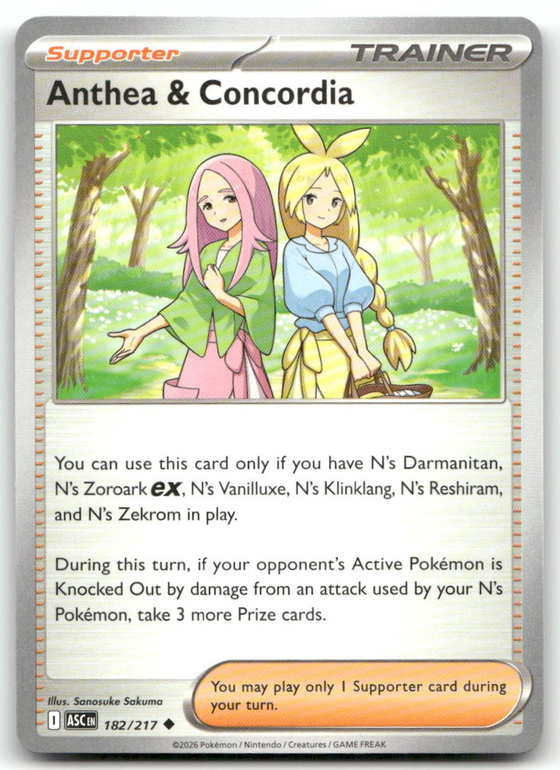 Pokemon Anthea & Concordia 182/217 Eroi Ascesi Non Comuni Near Mint