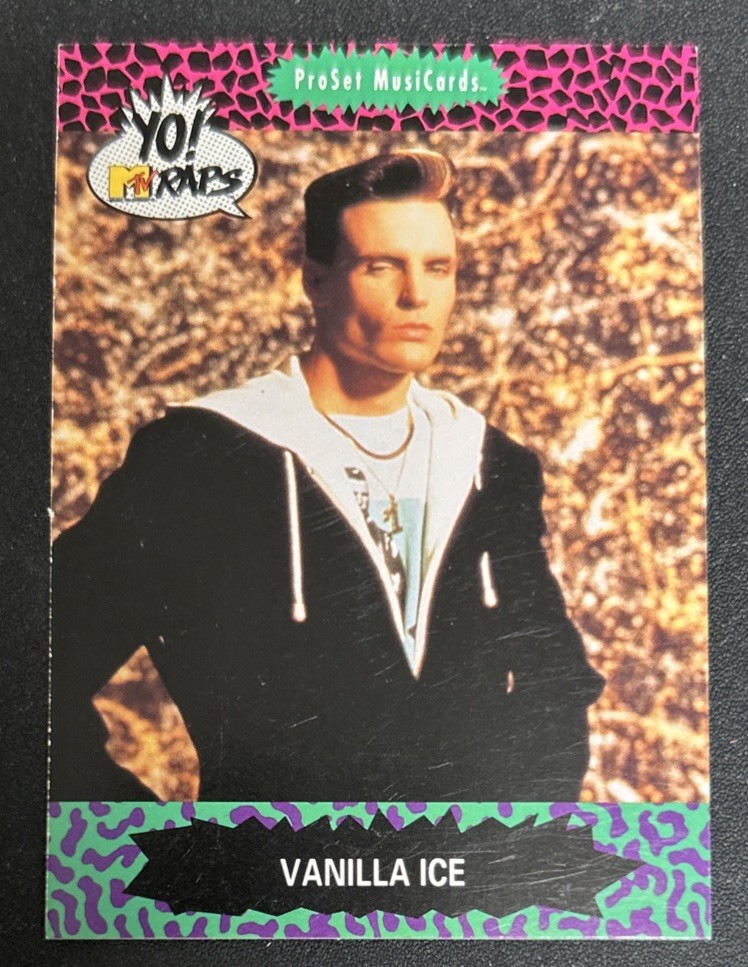 ProSet MusiCards Yo 1991 Scheda musicale MTV Raps Vanilla Ice #91 FR/GD graffiata