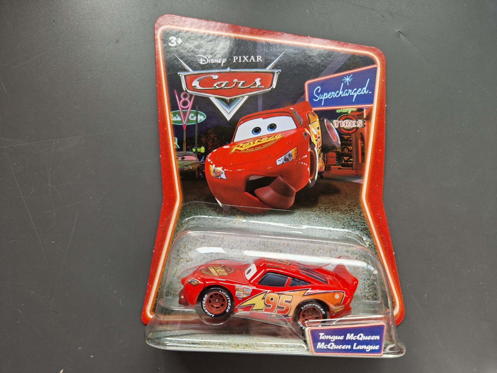 DISNEY PIXAR CARS DIECAST. SUPERCHARGED. TONGUE LIGHTNING MCQUEEN.