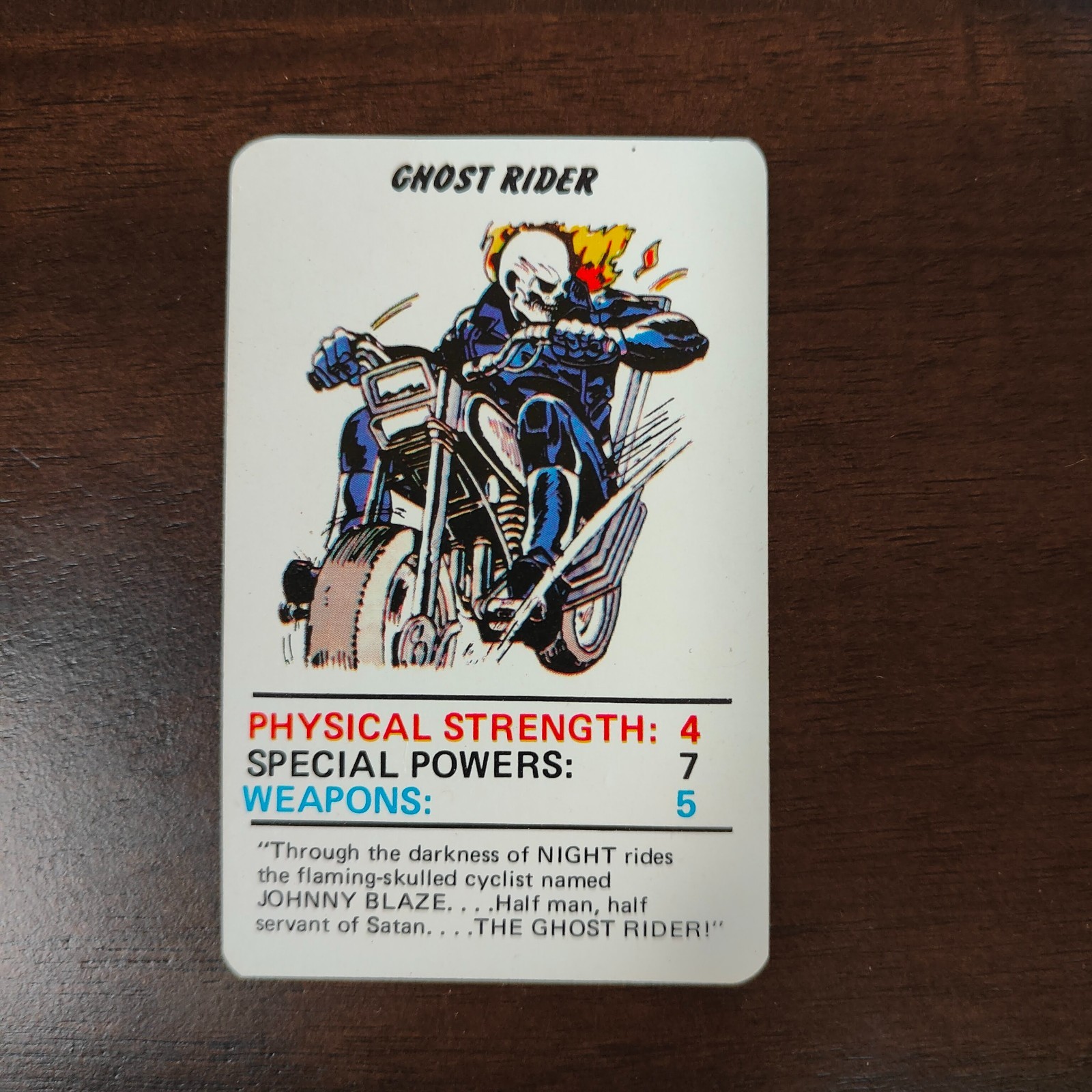 1977 Marvel Superhero Card Ghost Rider UK Top Trumps