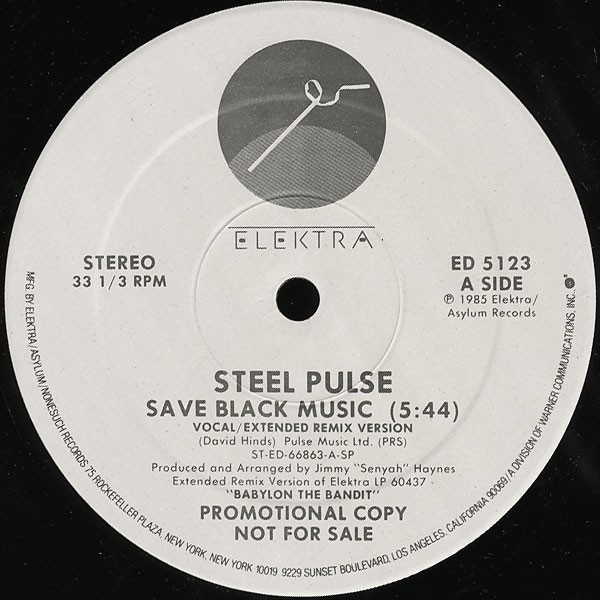 Steel Pulse, Save Black Music, (12", Promo, SP ), NM or M-, 4430494425