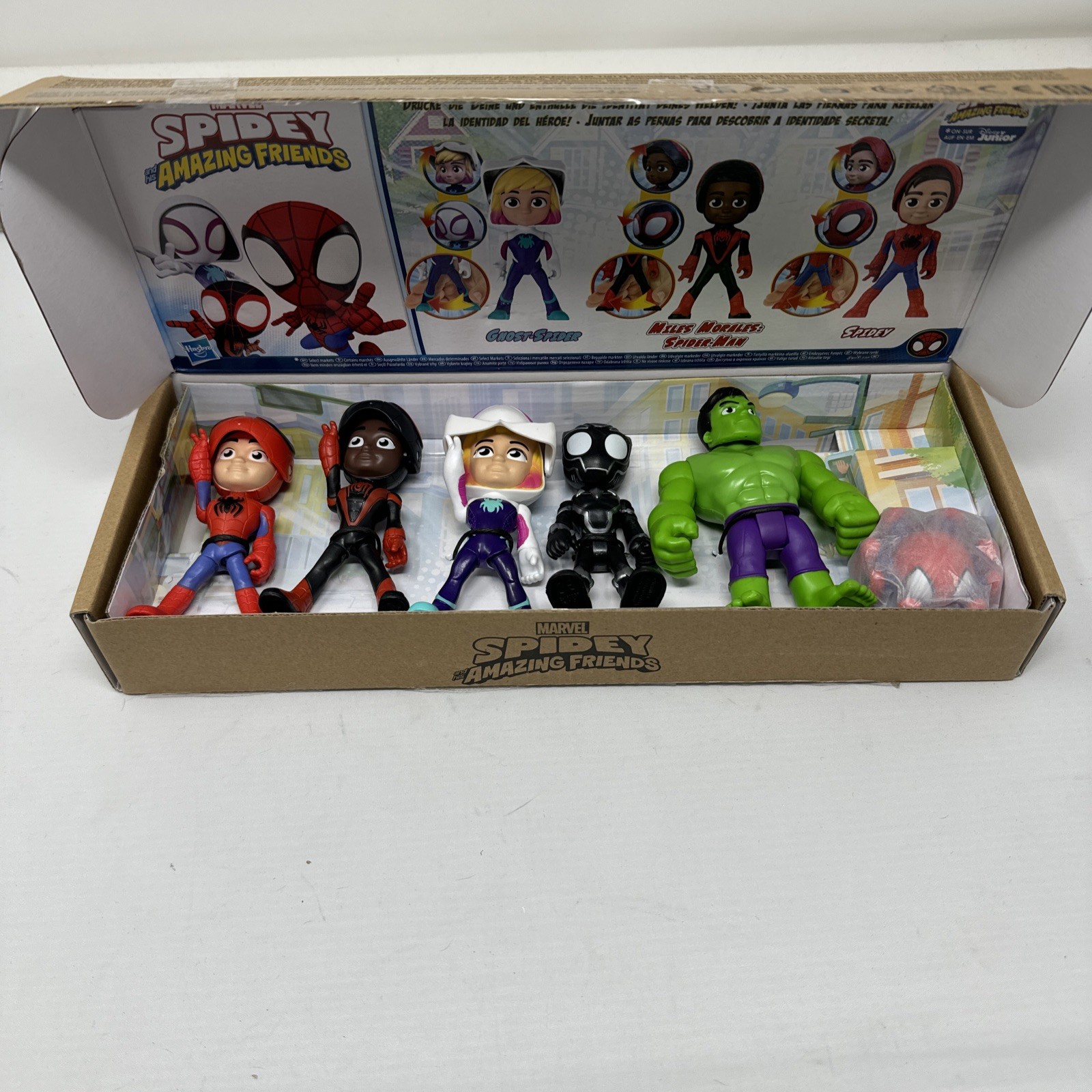 Spider-Man Spidey And His Amazing Friends Figure Confezione da 5 Miles Morales Hasbro Nuovo