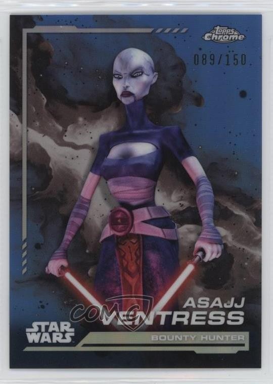 2024 Topps Chrome Star Wars Skywalker rifrattore blu 89/150 Asajj Ventress 1l54