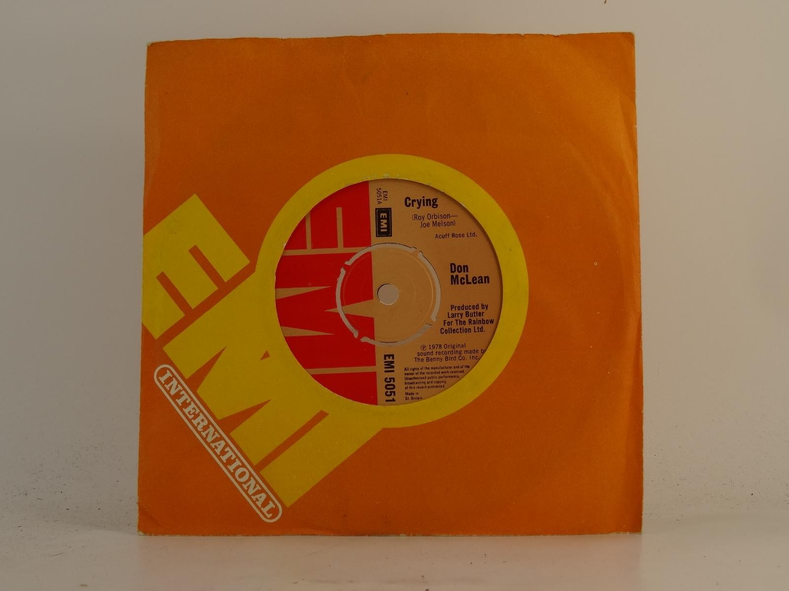 DON MCLEAN CRYING (2) (78) 2 Track 7" Single plus Company Sleeve EMI