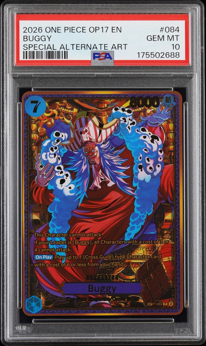 2026 ONE PIECE OP17-THE WORLD'S STRONGEST WARRIORS #084 BUGGY PSA 10