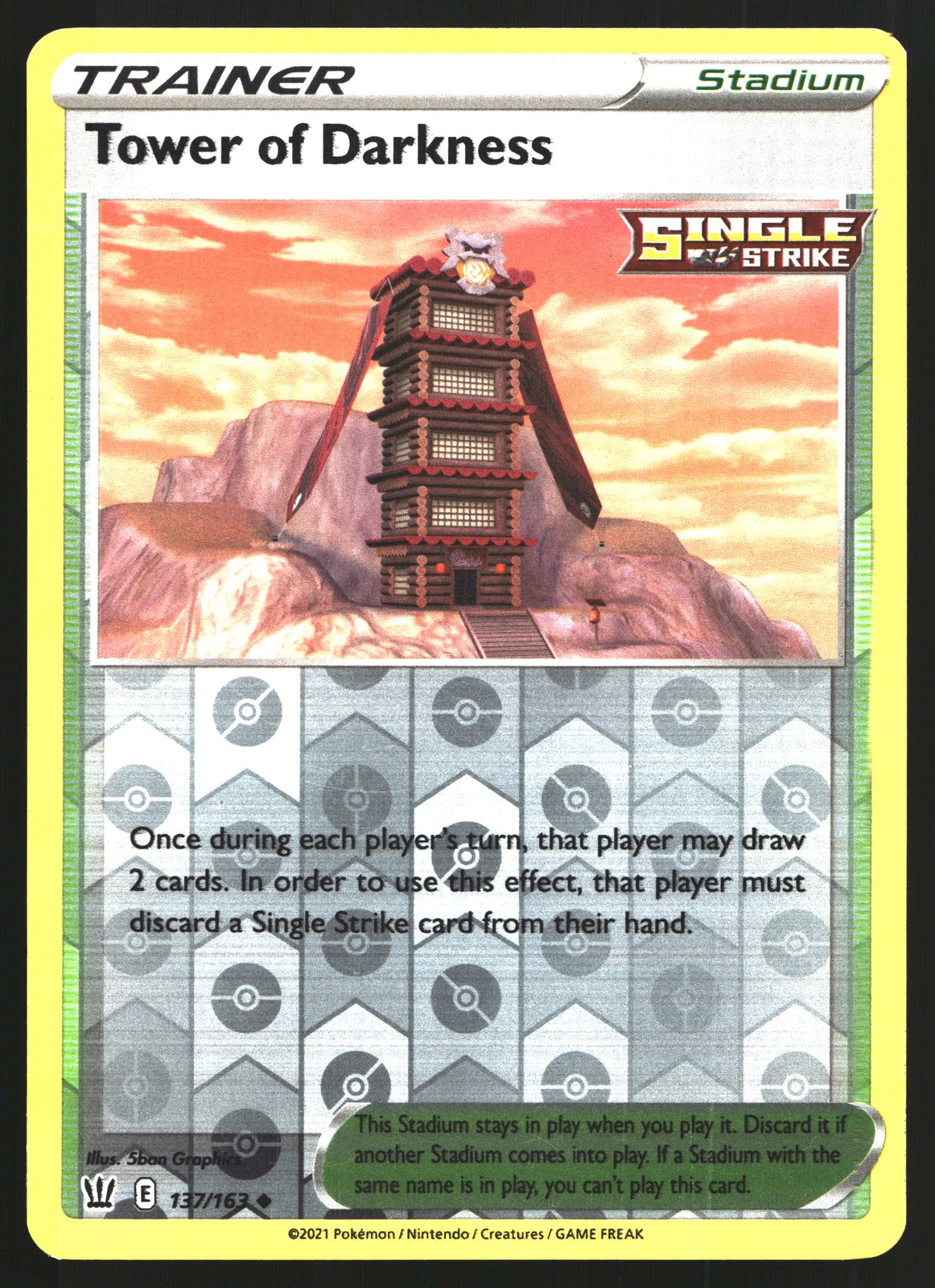 TOWER OF DARKNESS 137/163 LP Reverse Holo SWSH Stili di Battaglia Pokemon TCG