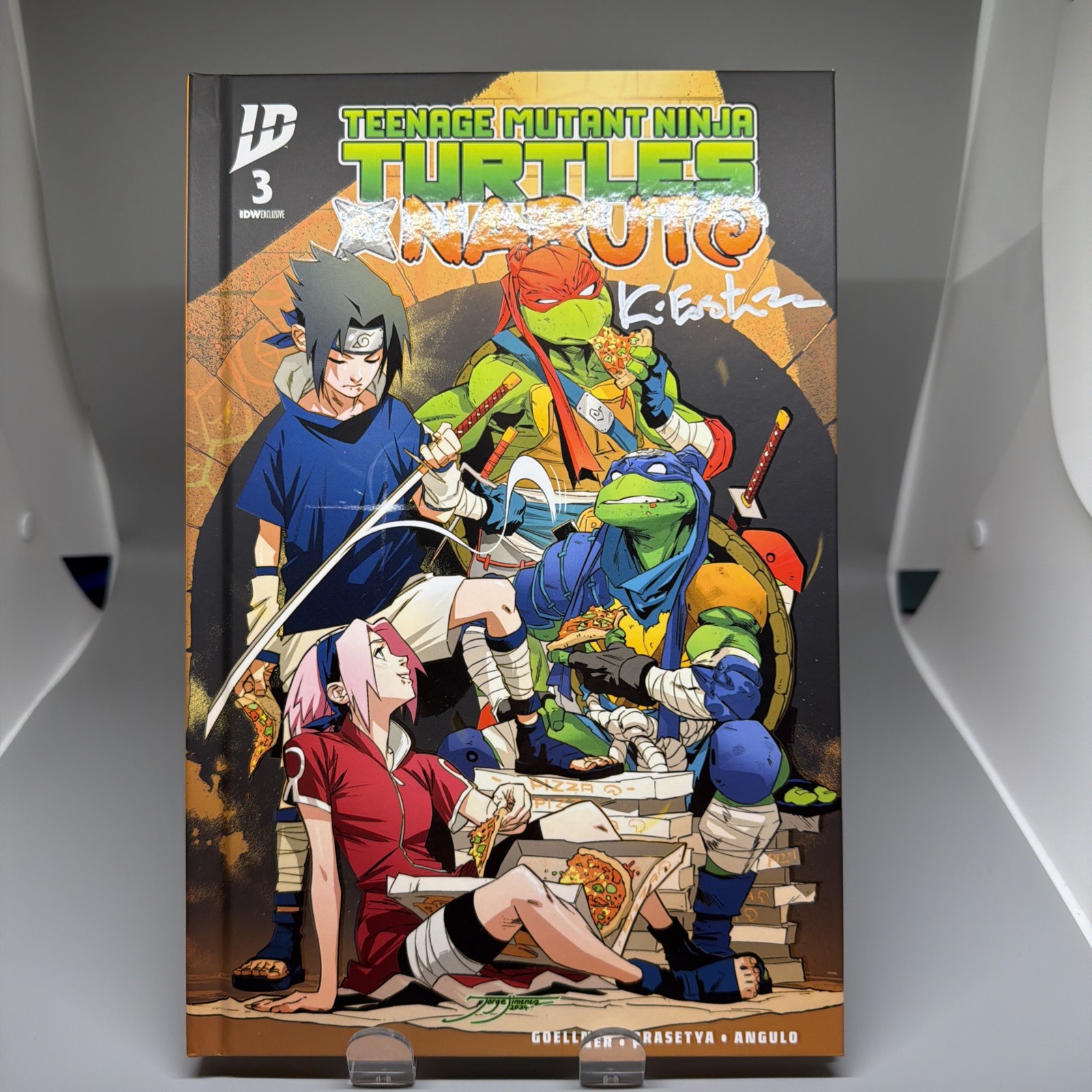 TMNT Naruto #3 IDW copertina rigida libro variante Jimenez Kevin Eastman firmato certificato di autenticità