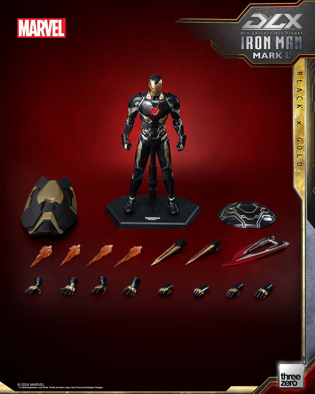 Threezero Marvel Studios DLX Modellino Iron Man Mark 50 nero e oro