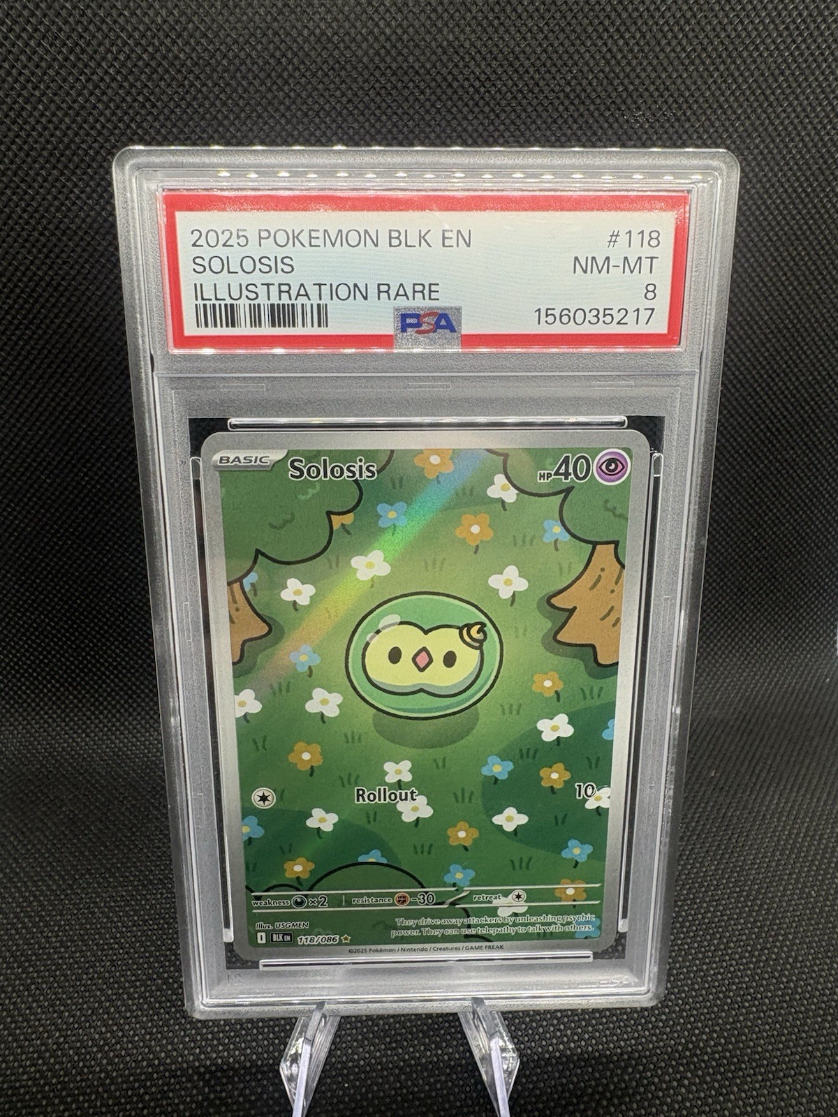 POKEMON BLK EN-BLACK BOLT #118 SOLOSIS ILLUSTRATION RARE PSA 8