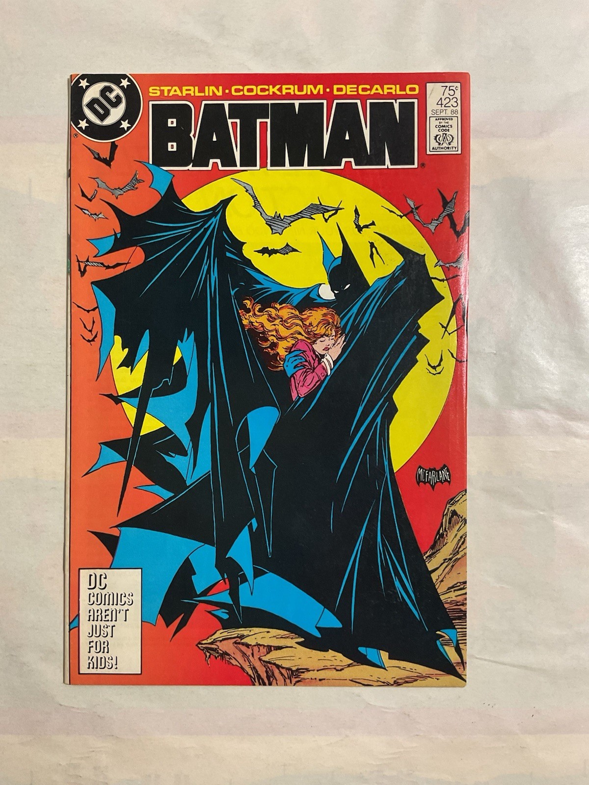 Copertina Batman #423 terza stampa Todd McFarlane DC 1988.