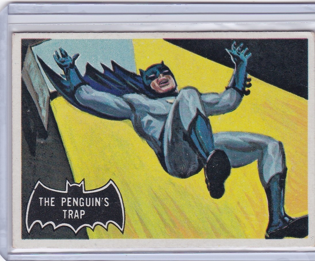 1966 Topps Batman Black Bat Trading Card #16 The Penguin's Trap - VG/Ex