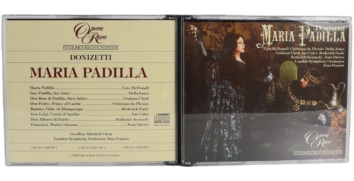 Donizetti Maria Padilla Lois McDonall Du Plessis Opera Rara 3 CD Box Set 1992